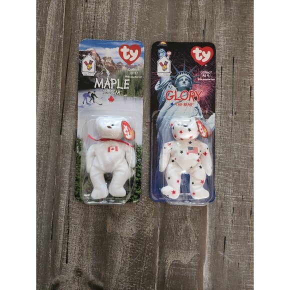 Ty Beanie Babies Maple & Glory The Bear McDonalds Collectible Set - Picture 1 of 11